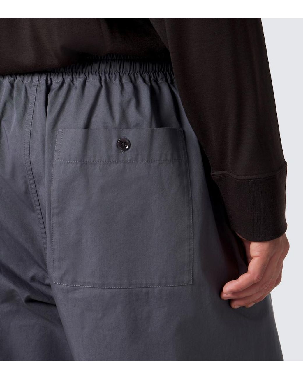 Lemaire Blue Cotton Twill Wide-Leg Pants for men