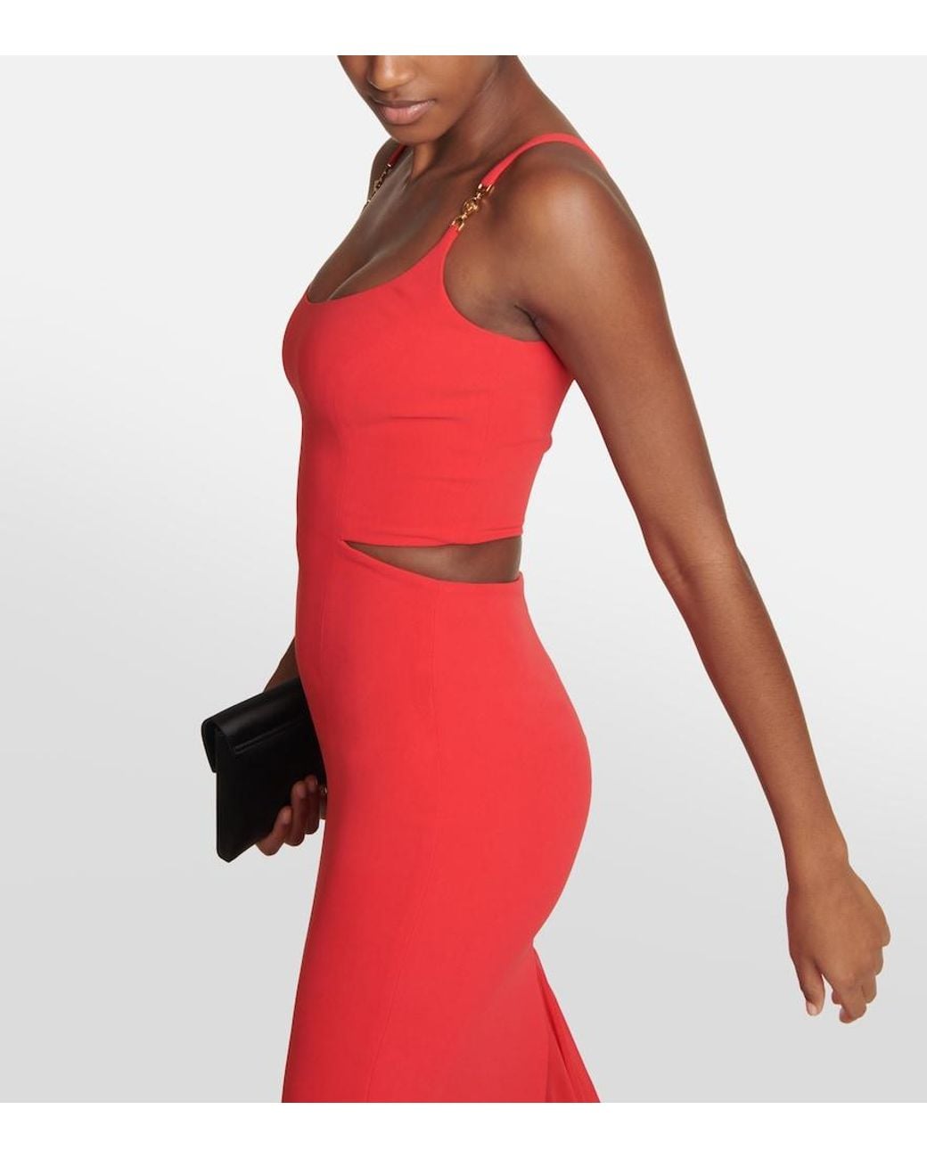 Versace Red Medusa 95' Cutout Silk Gown