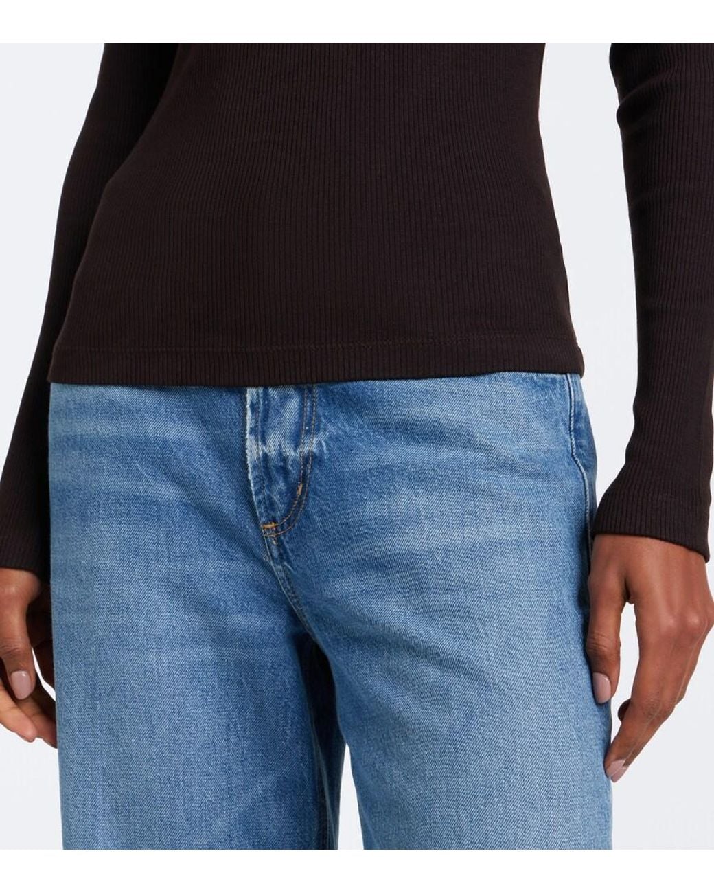 Citizens of Humanity Black Brea Ribbed-Knit Polo Shirt
