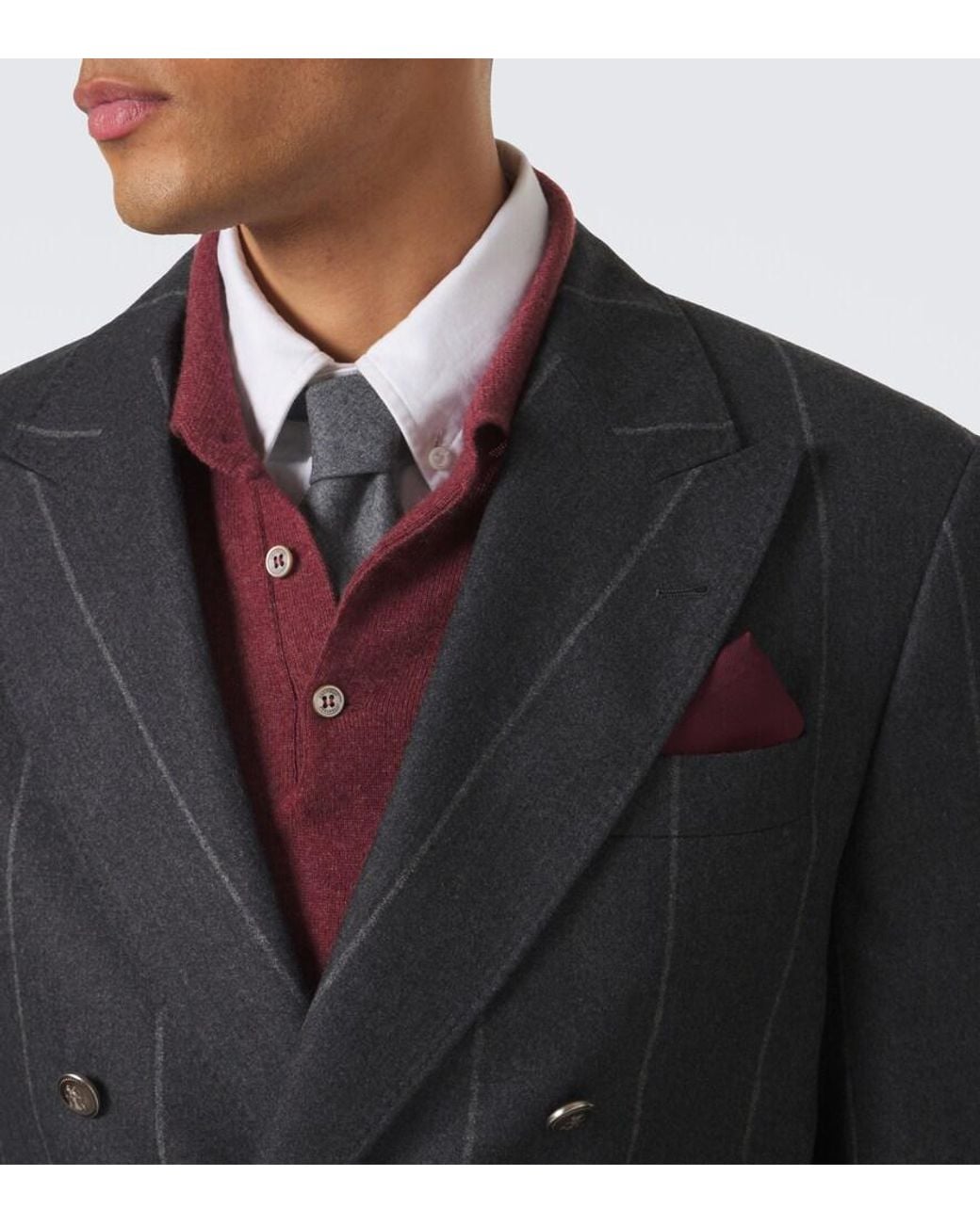 Brunello Cucinelli Purple Silk Pocket Square for men