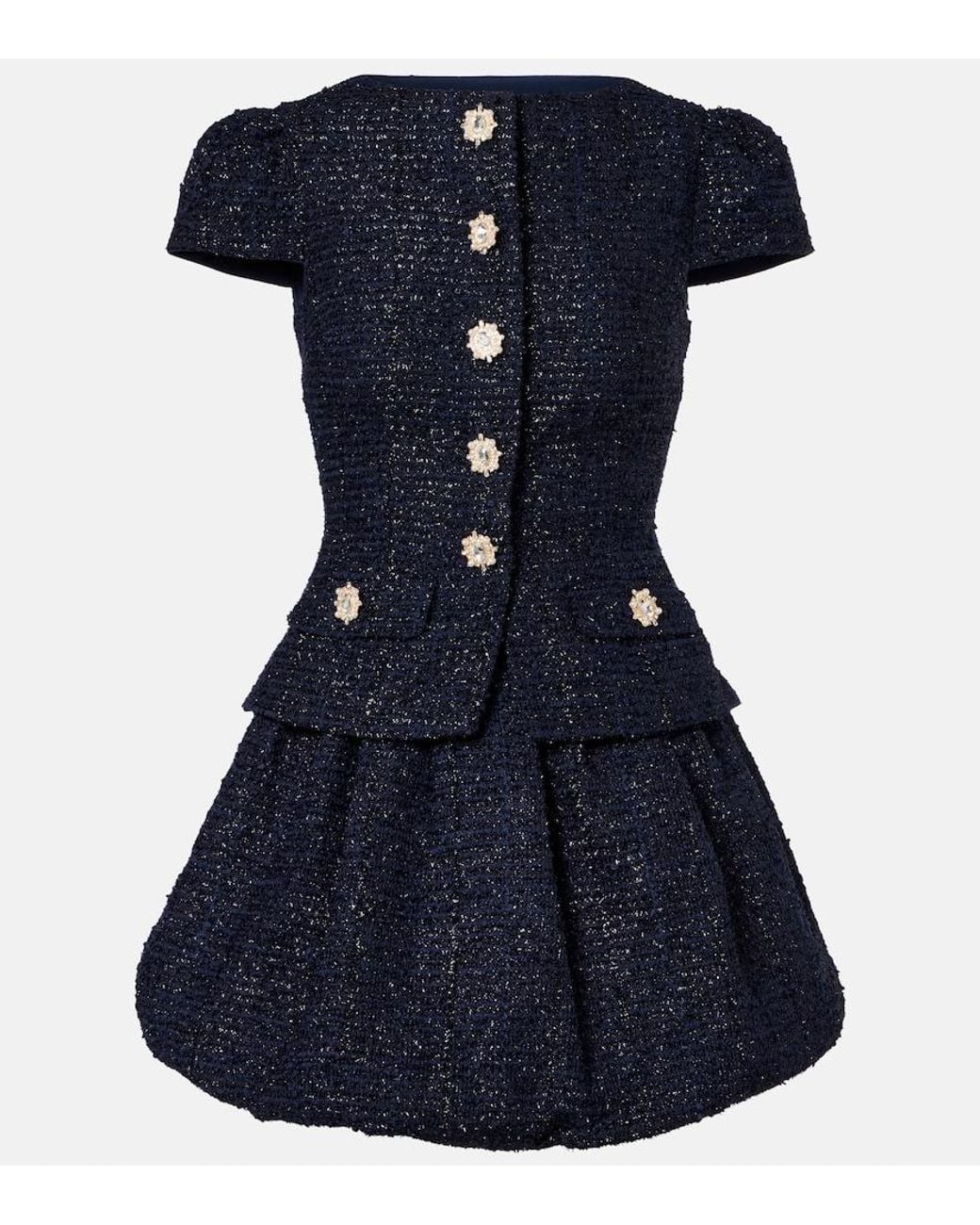 Self-Portrait Blue Boucle Minidress