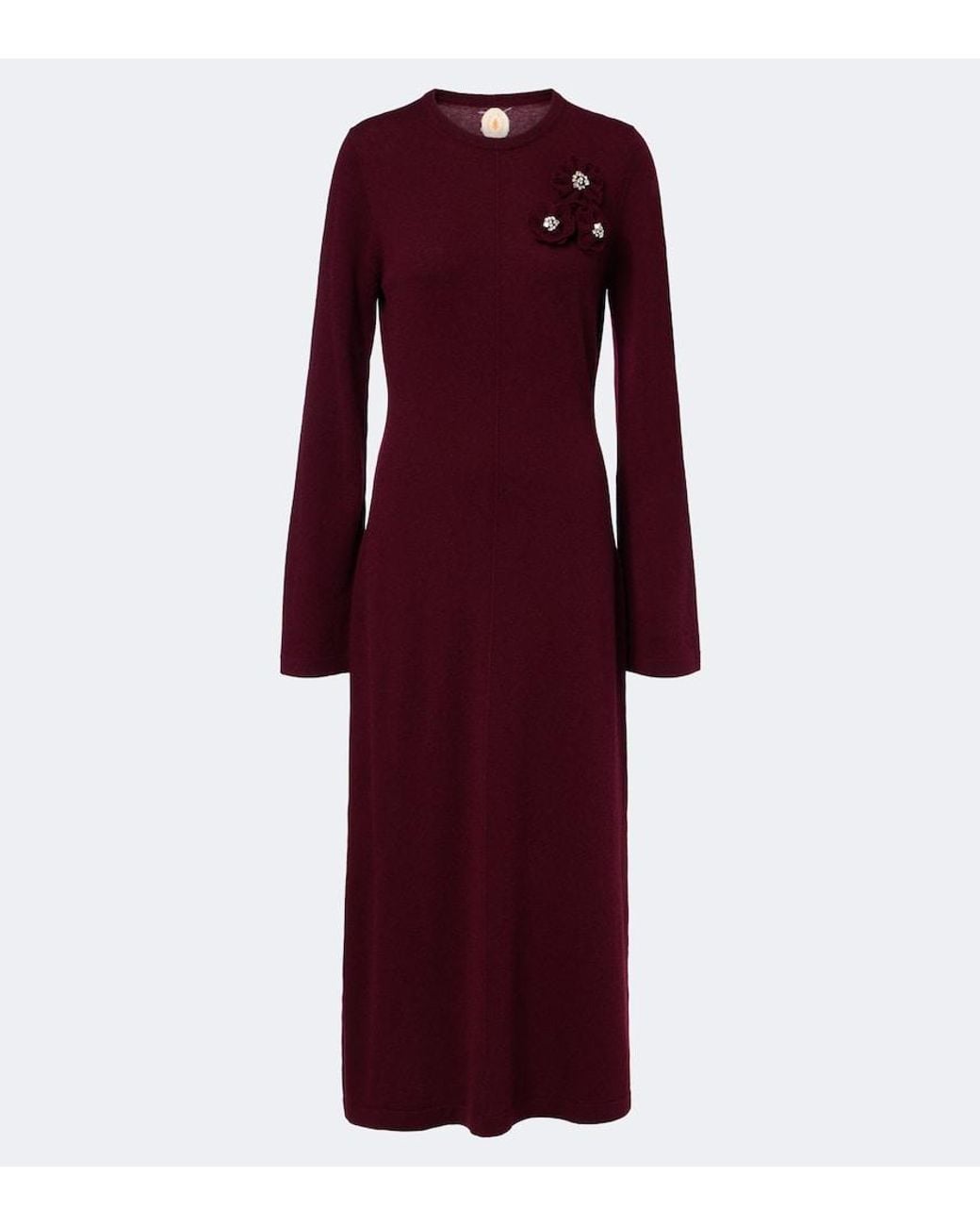 Jardin Des Orangers Red Embellished Wool And Cashmere Sweater Dress