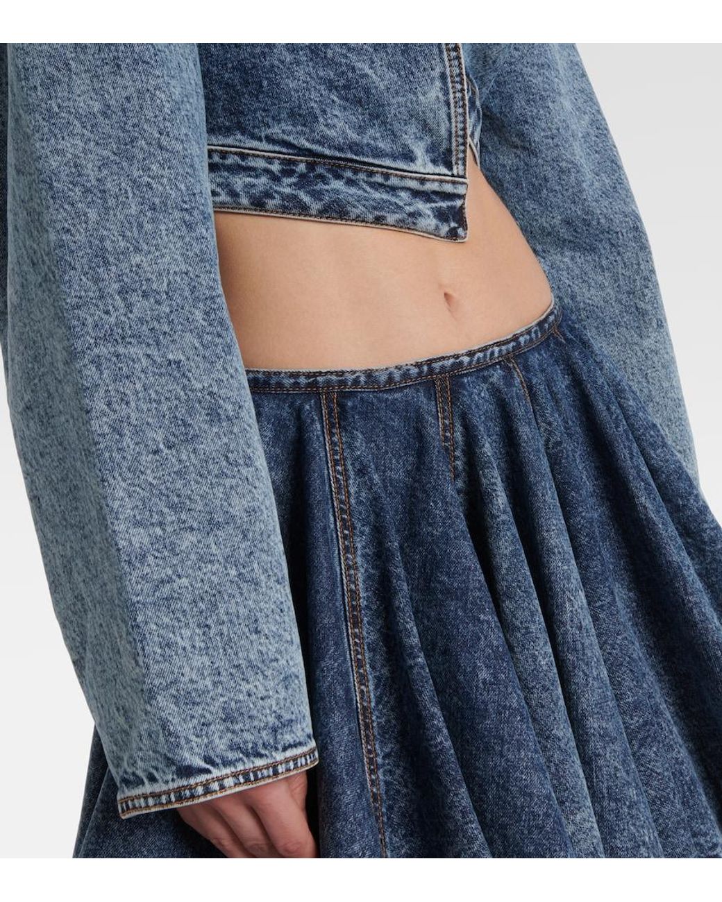 Alaïa Blue Asymmetric Cropped Denim Jacket