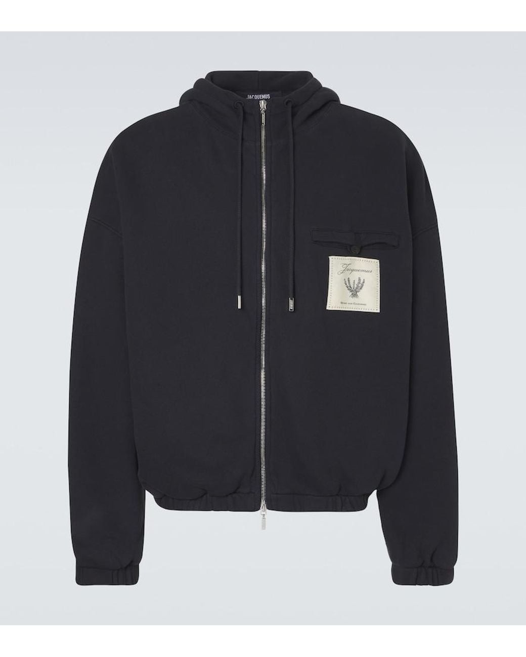 Jacquemus Black Torneo Cotton Fleece Zip-Up Hoodie for men