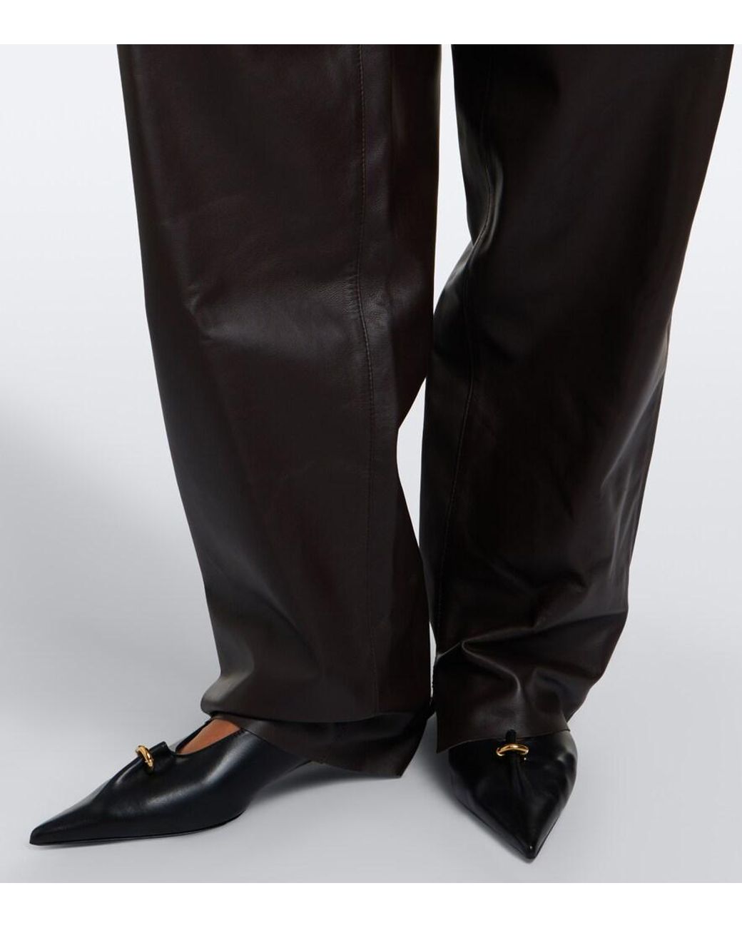 Joseph Black Nat Leather Barrel-Leg Pants