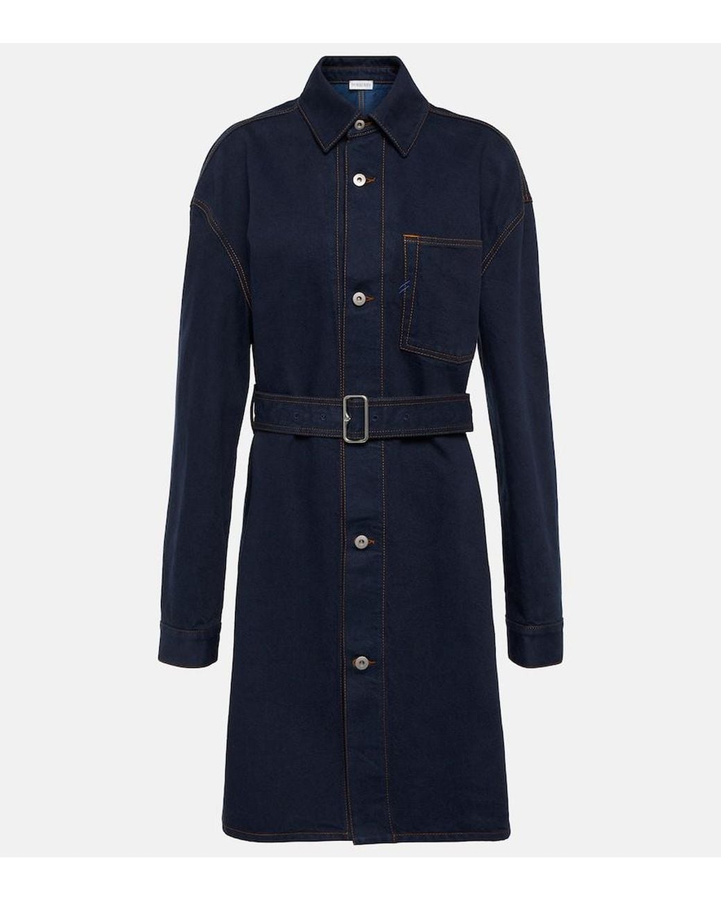 Burberry Blue Belted Denim Shirt Dress
