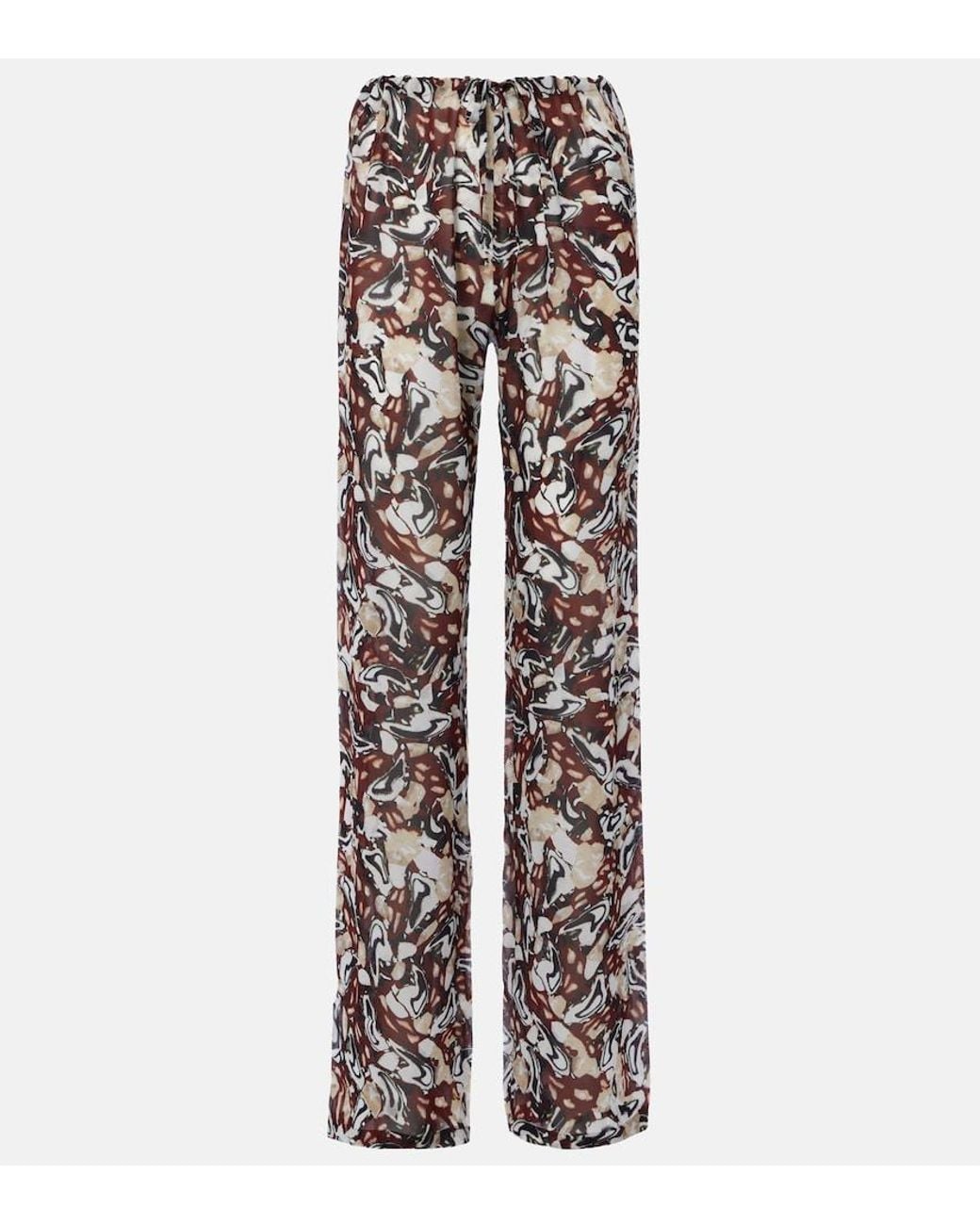 Dries Van Noten Brown Printed Straight Pants