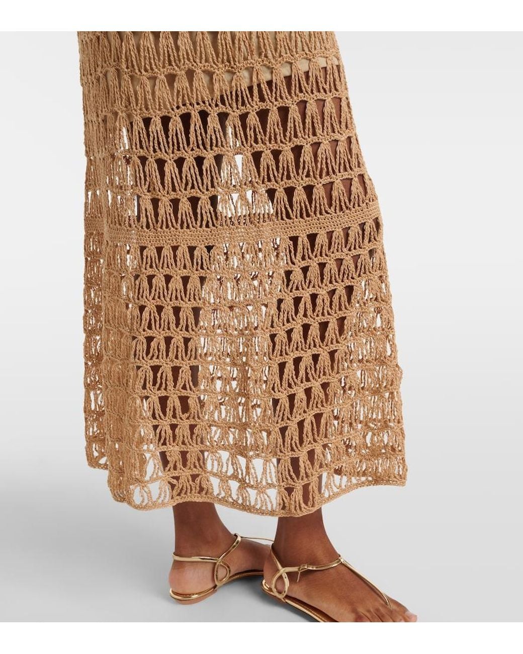 Anna Kosturova Natural Marissa Cotton Crochet Maxi Dress