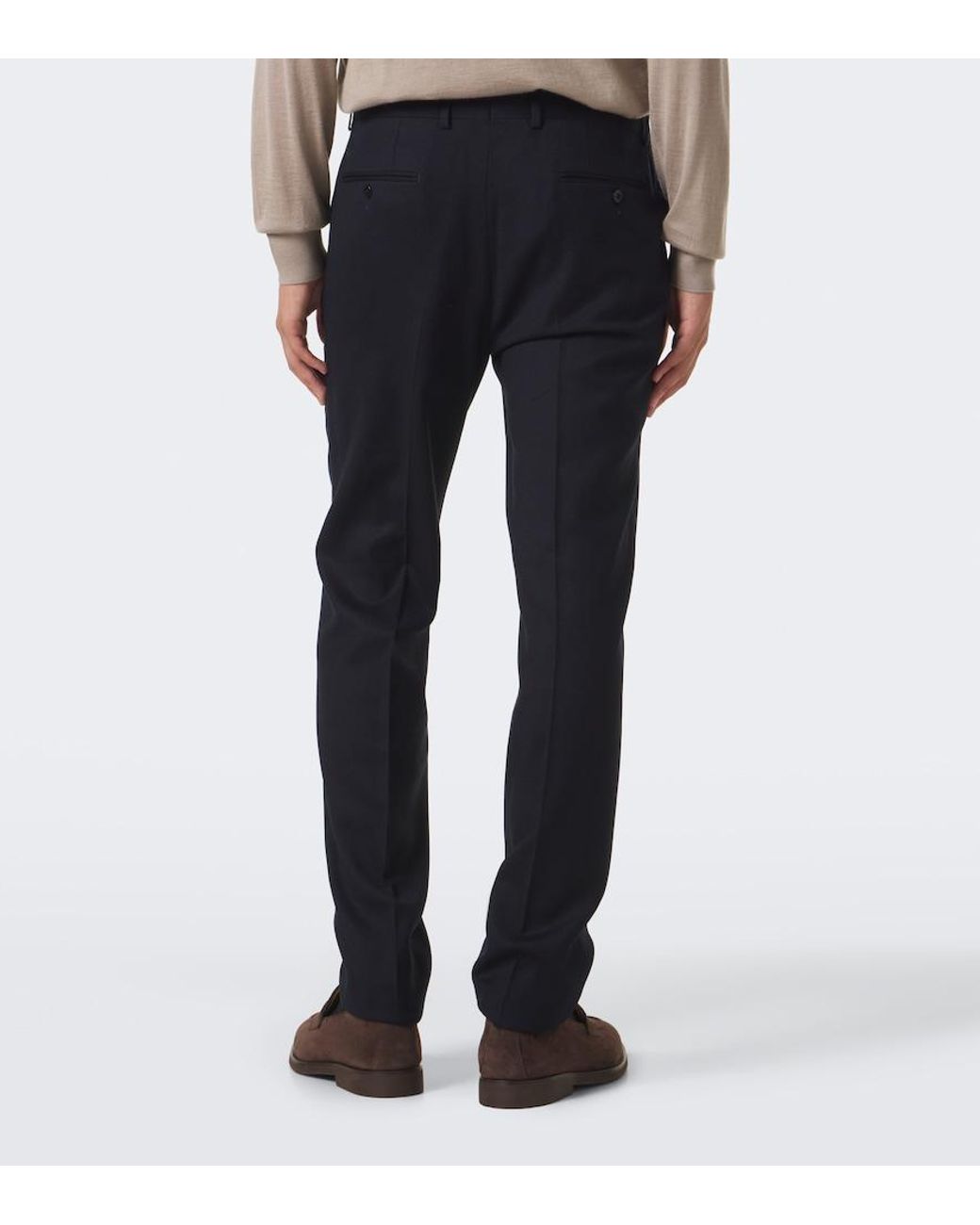 Zegna Blue Wool Slim Pants for men