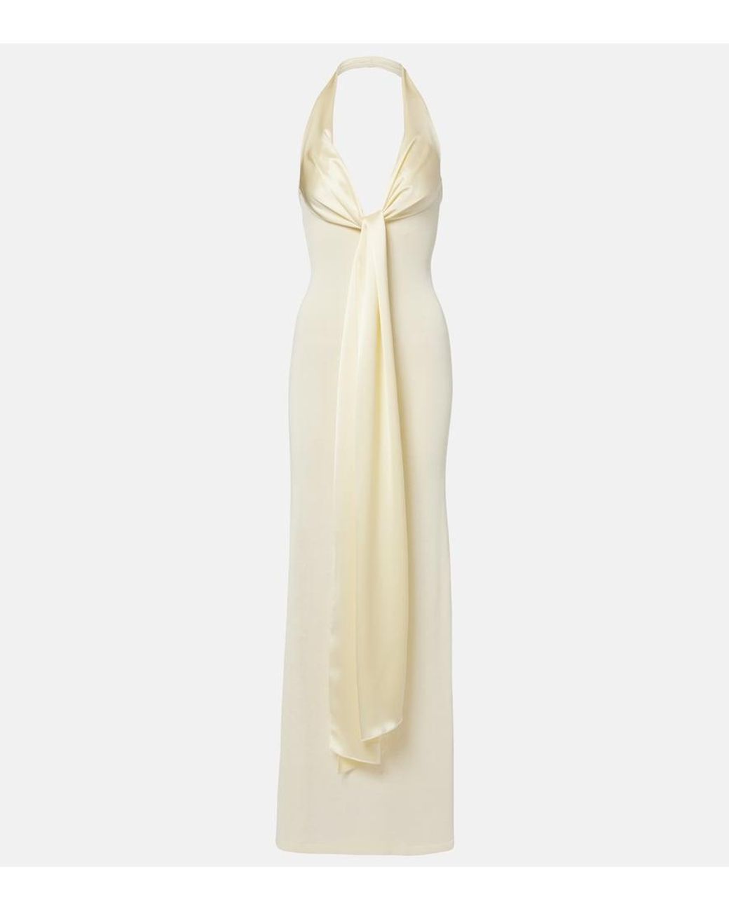 AYA MUSE White Nayra Cotton And Silk Blend Maxi Dress