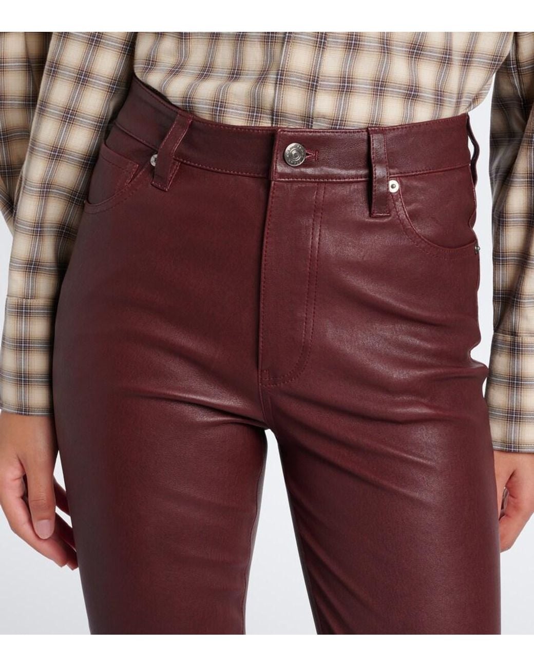 FRAME Purple Leather Bootcut Pants