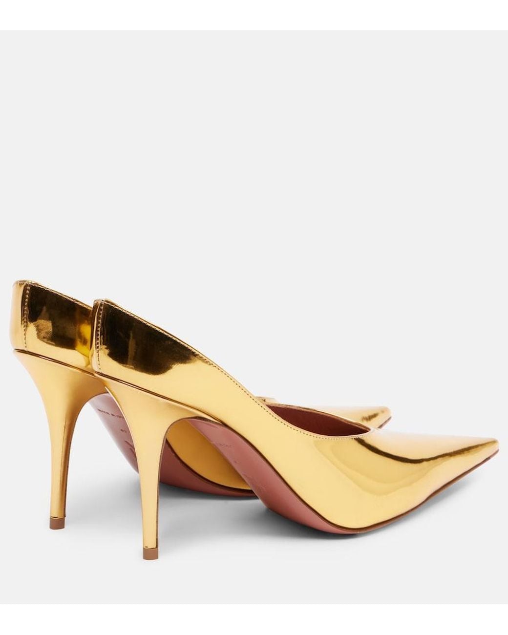AMINA MUADDI Natural Anok 90 Metallic Leather Pumps