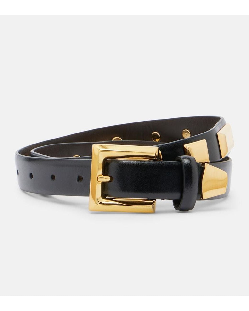 Nour Hammour Black Josephine Studded Leather Belt
