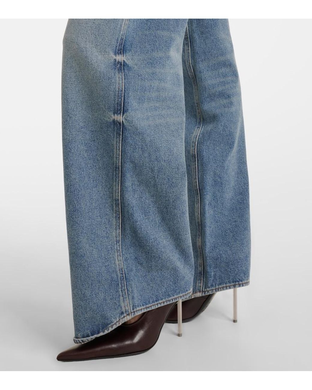 Courreges Blue Logo Wide-Leg Jeans