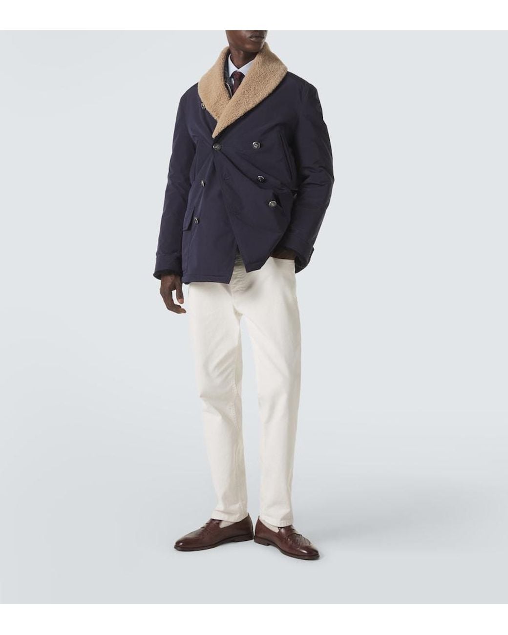 Brunello Cucinelli Blue Double-Breasted Jacket for men