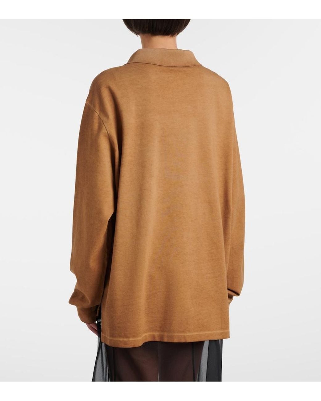 Prada Brown Oversized Cotton Pique Polo Shirt