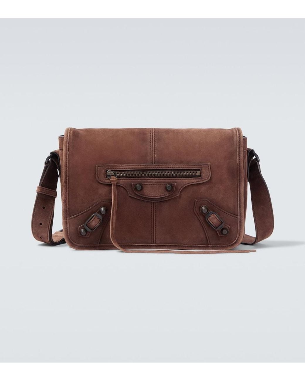 Balenciaga Brown Le City Small Suede Messenger Bag for men