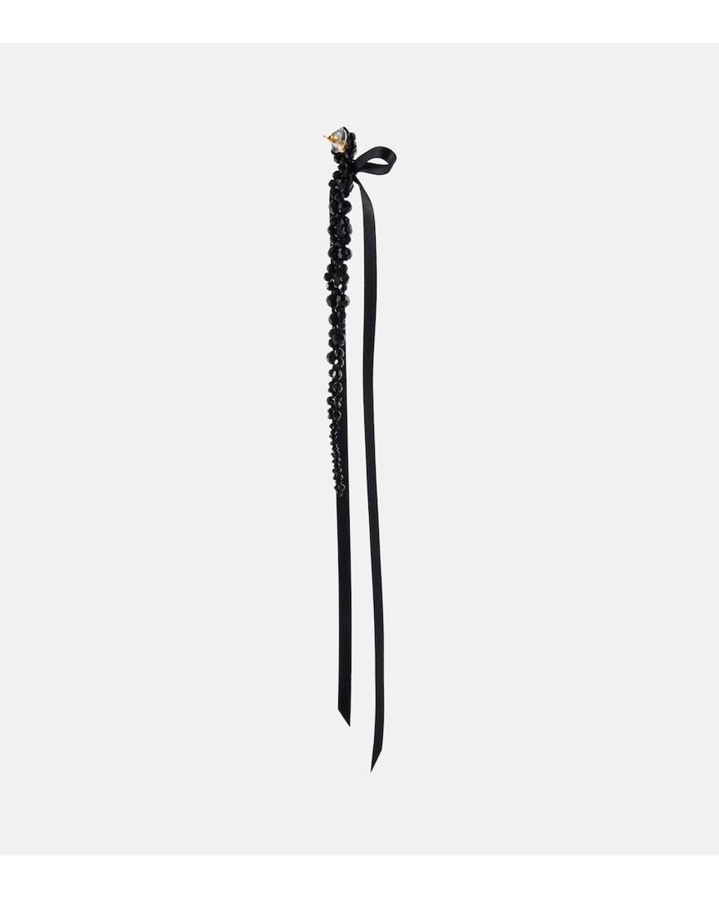 Orecchini Pendenti Con Cristalli E Fiocco di Simone Rocha in Black