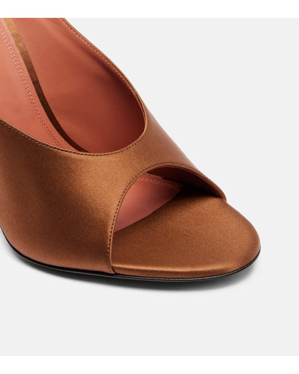 AMINA MUADDI Brown Anok 105 Satin Mules