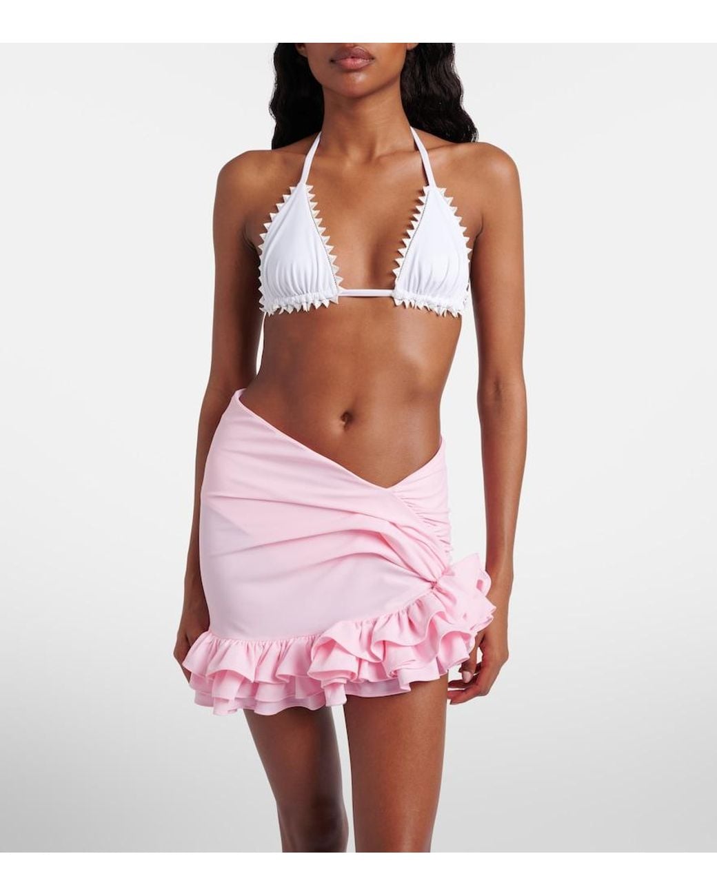 Jacquemus Pink Playa Ruffled Jersey Miniskirt