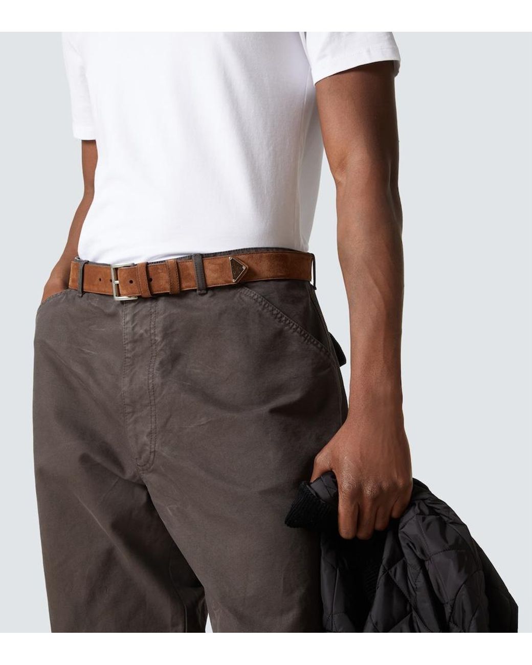 Prada Brown Suede Belt for men