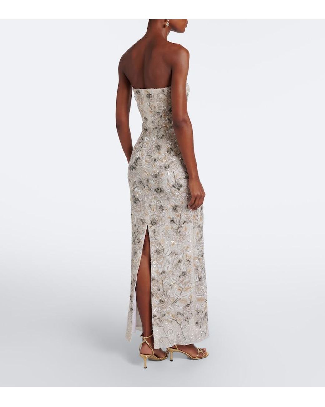 La Fuori Natural Icey Rose Embellished Floral Bustier Gown