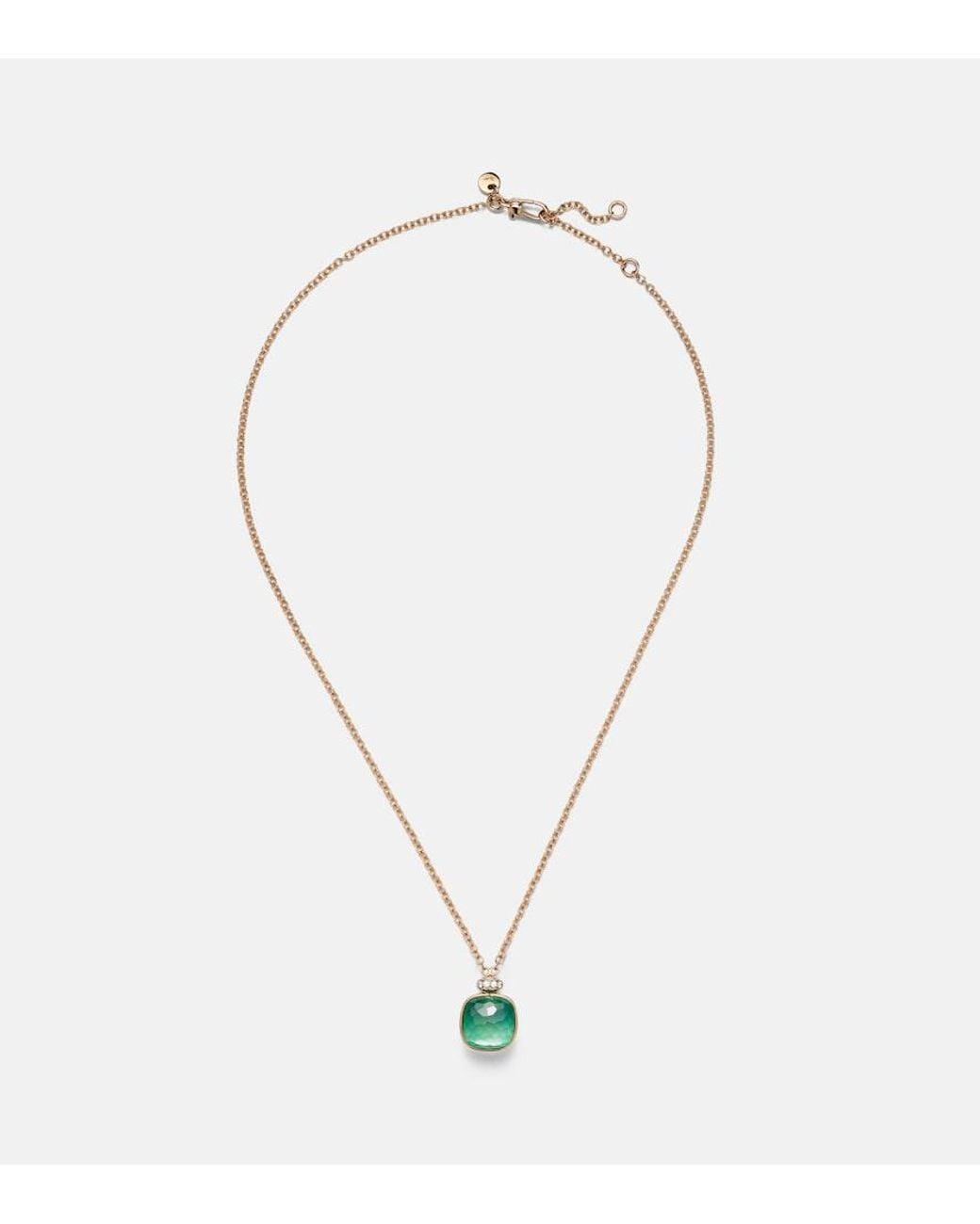 Pomellato Pink Nudo Classic 18Kt Rose And Necklace With Gemstones