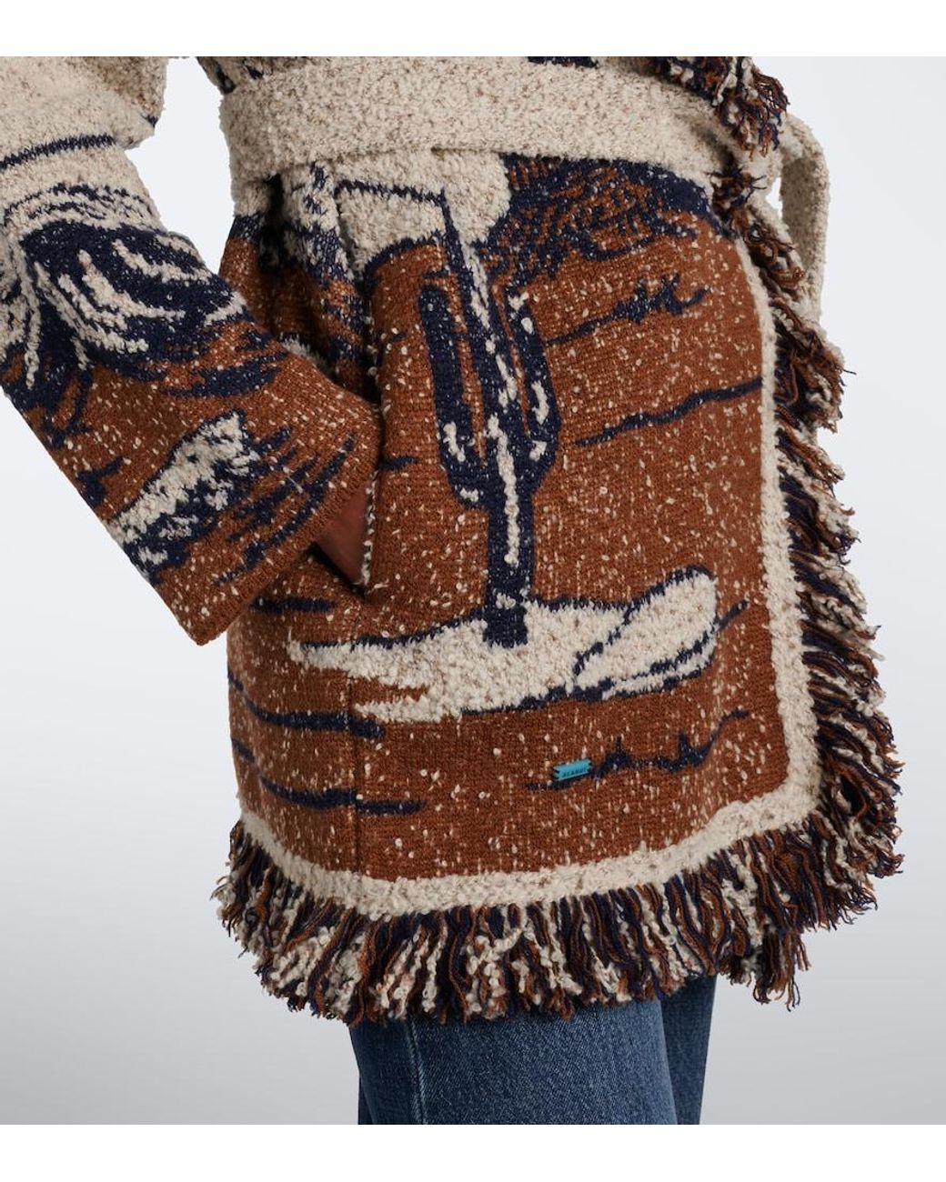 Alanui White Riding The Waves Cotton And Wool Blend Cardigan