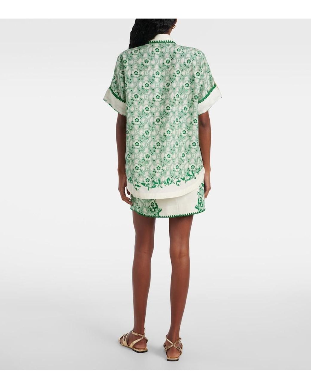 ALÉMAIS Green Printed Cotton And Silk Shirt