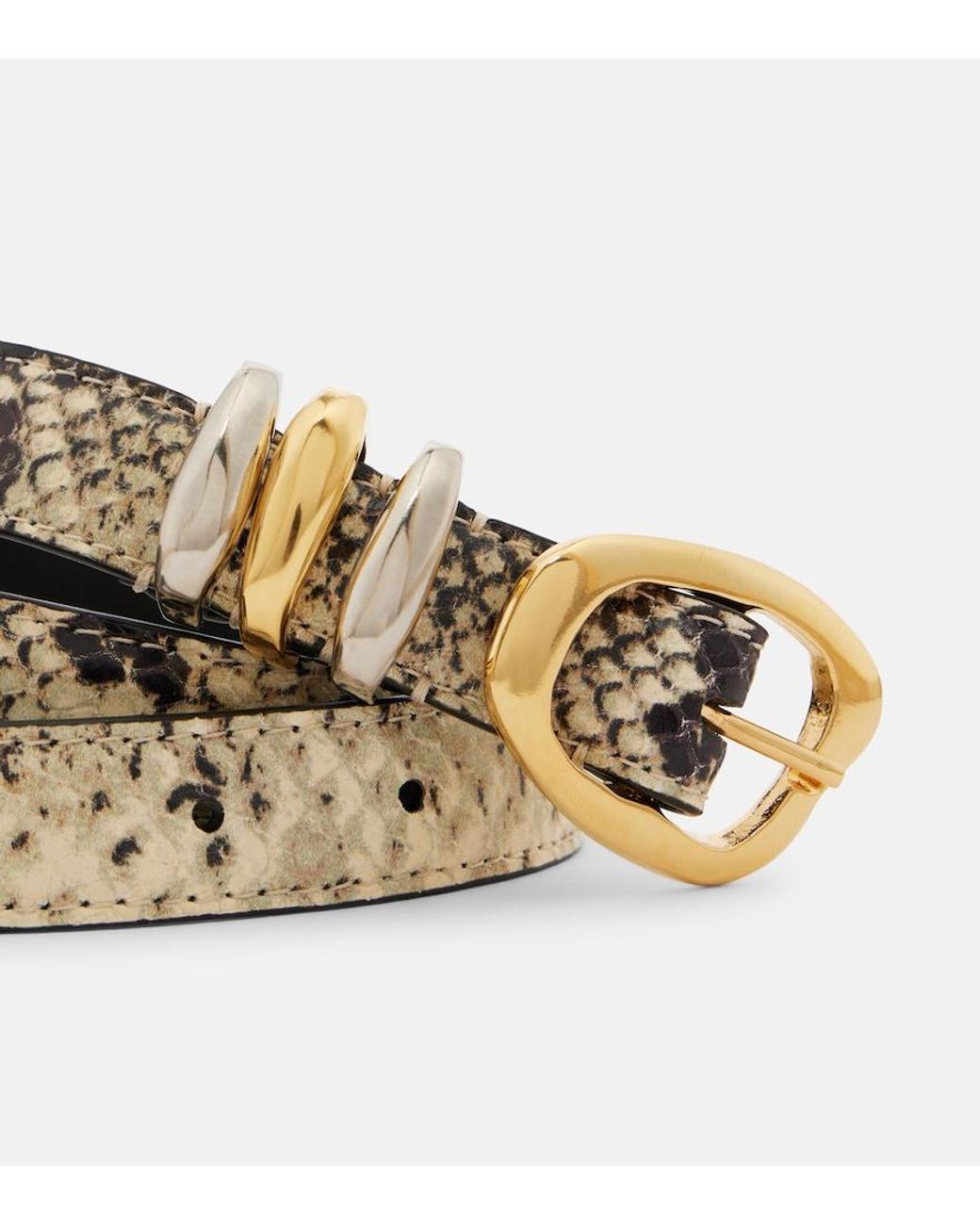 Amanu White Tugela Snake-Effect Leather Belt