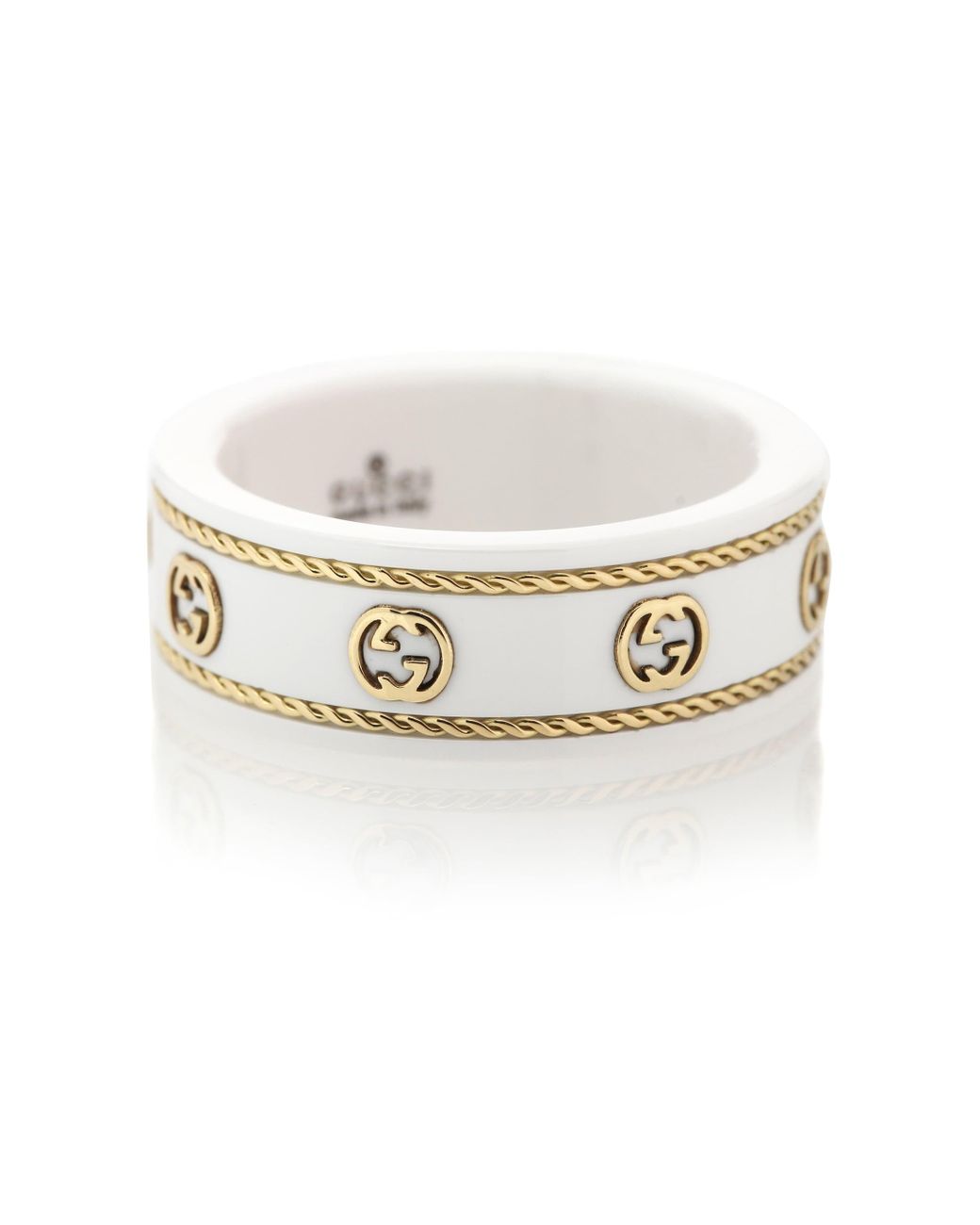 Gucci Icon Interlocking G Zirconia And 18kt Gold Ring in White - Lyst