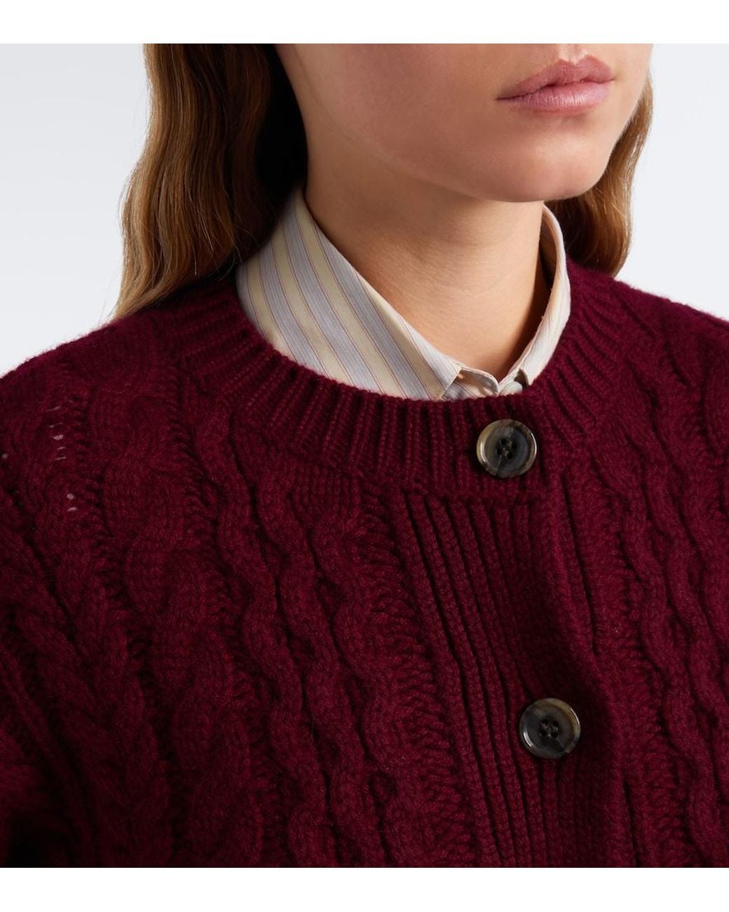 Lisa Yang Purple Cable-Knit Cashmere Cardigan