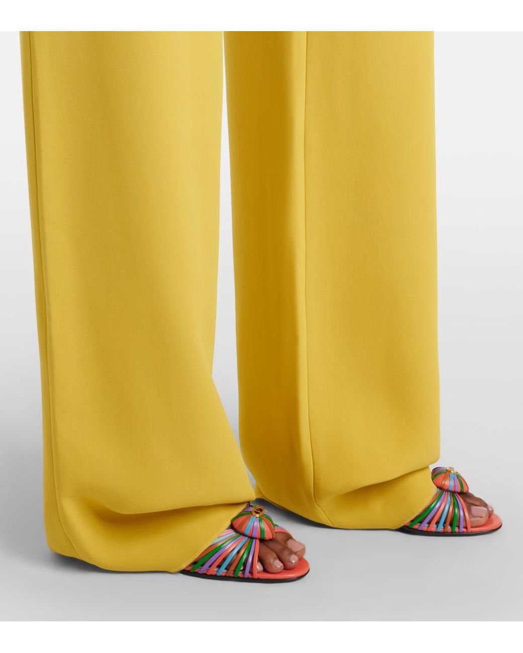 Valentino Garavani Yellow Silk Wide-Leg Pants