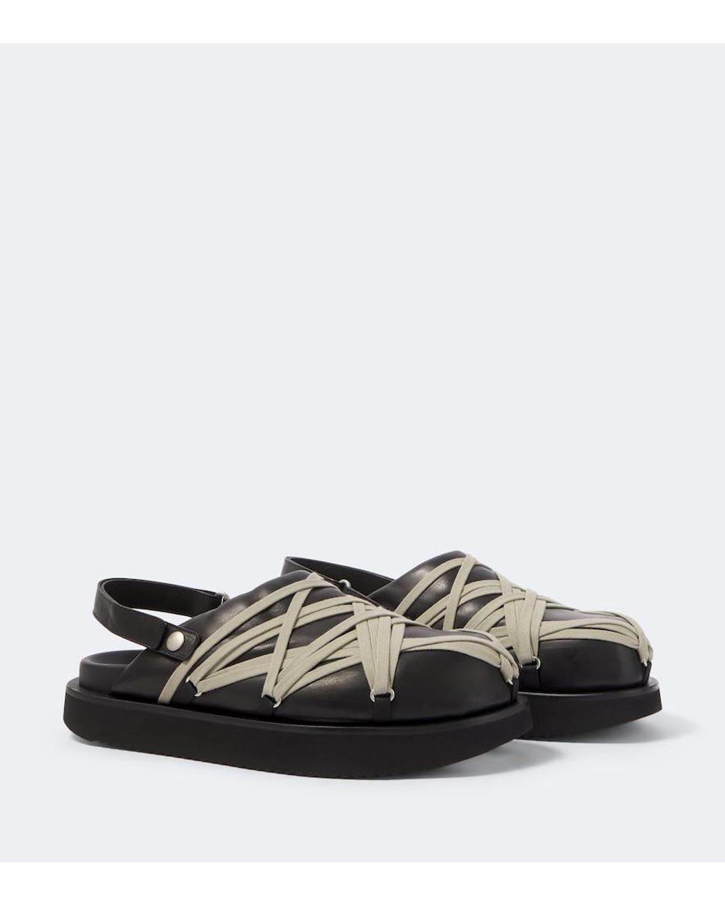 Rick Owens Black Megalace Leather Mules for men