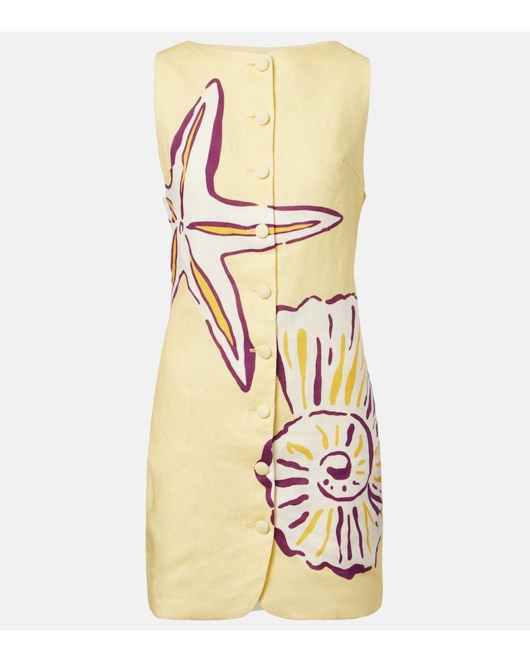 Cala De La Cruz Metallic Rhoda Printed Linen Minidress