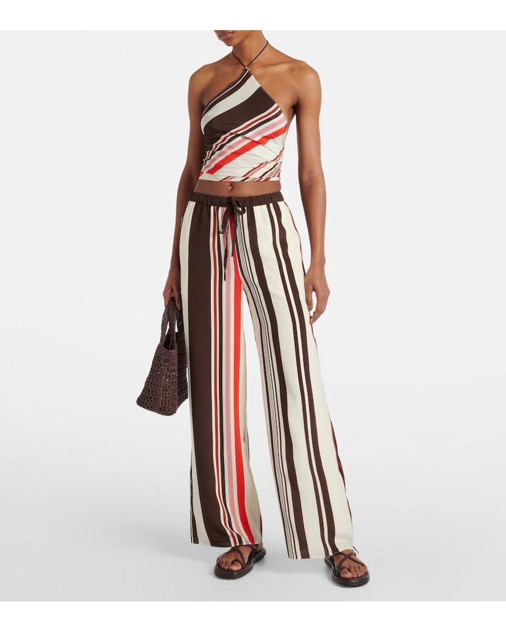 Sir Multicolor Thistle Silk Satin Wide-Leg Pants