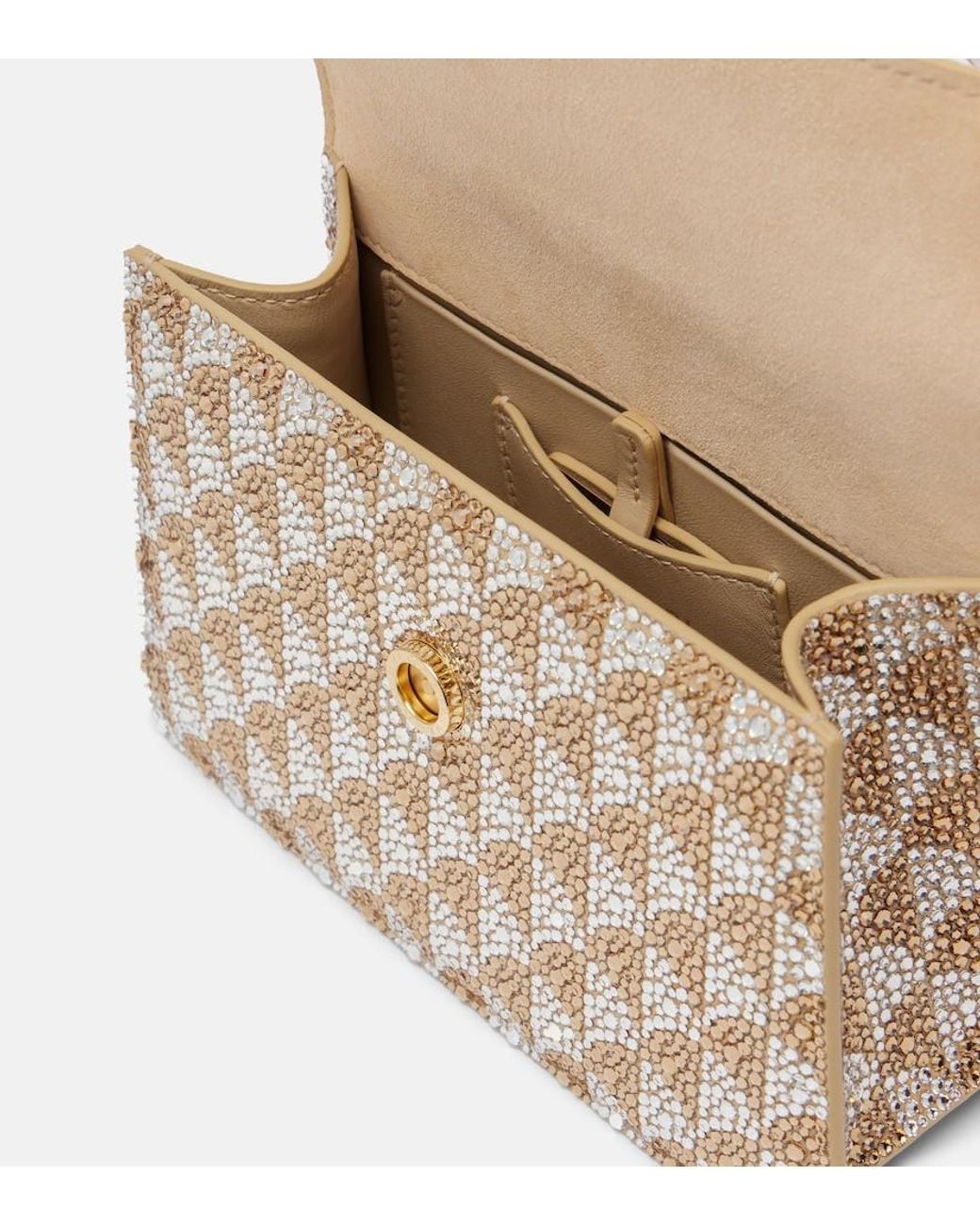 BVLGARI Metallic Serpenti Forever Mini Embellished Suede Top-Handle Bag
