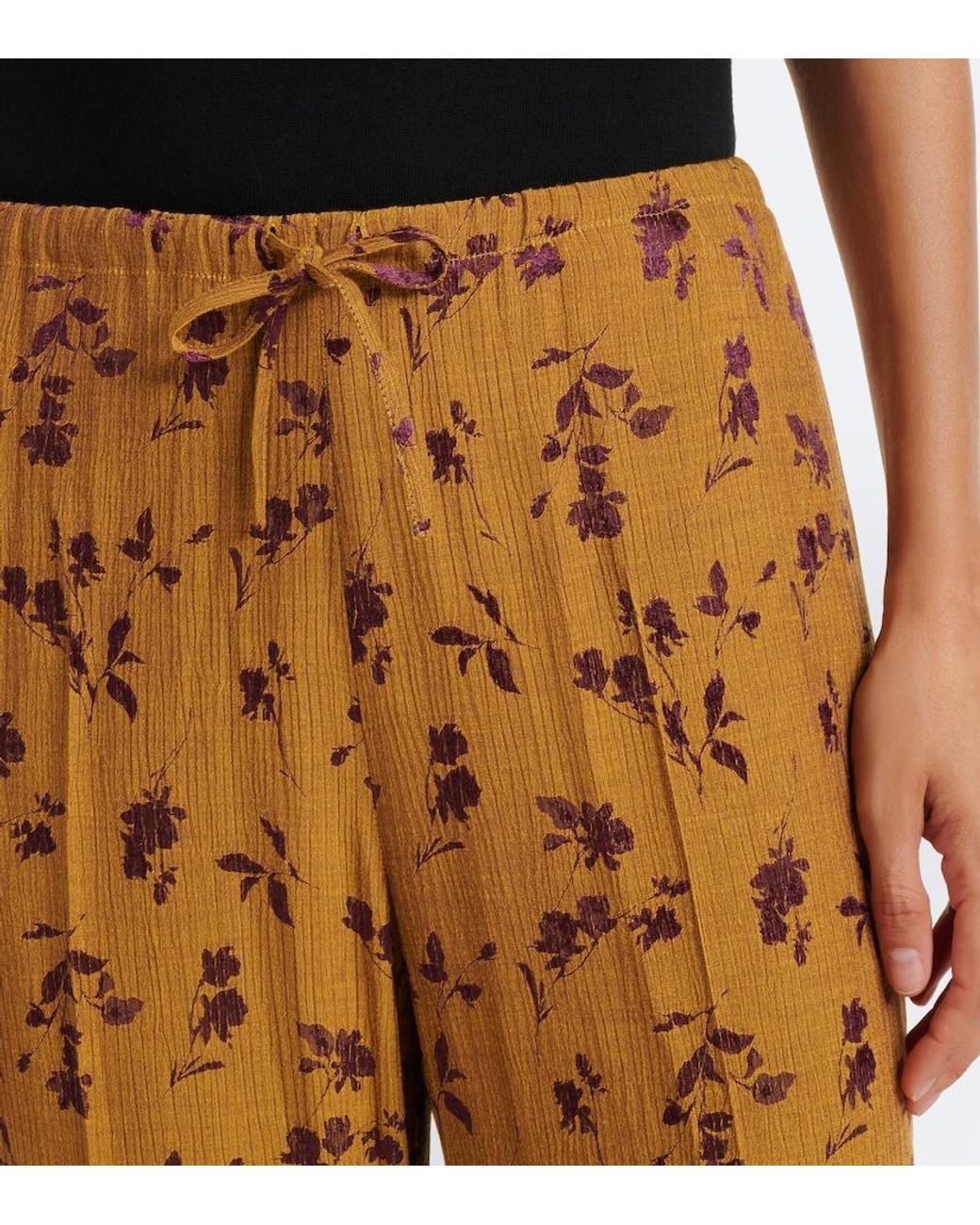 Dries Van Noten Yellow Floral Wide-Leg Pants