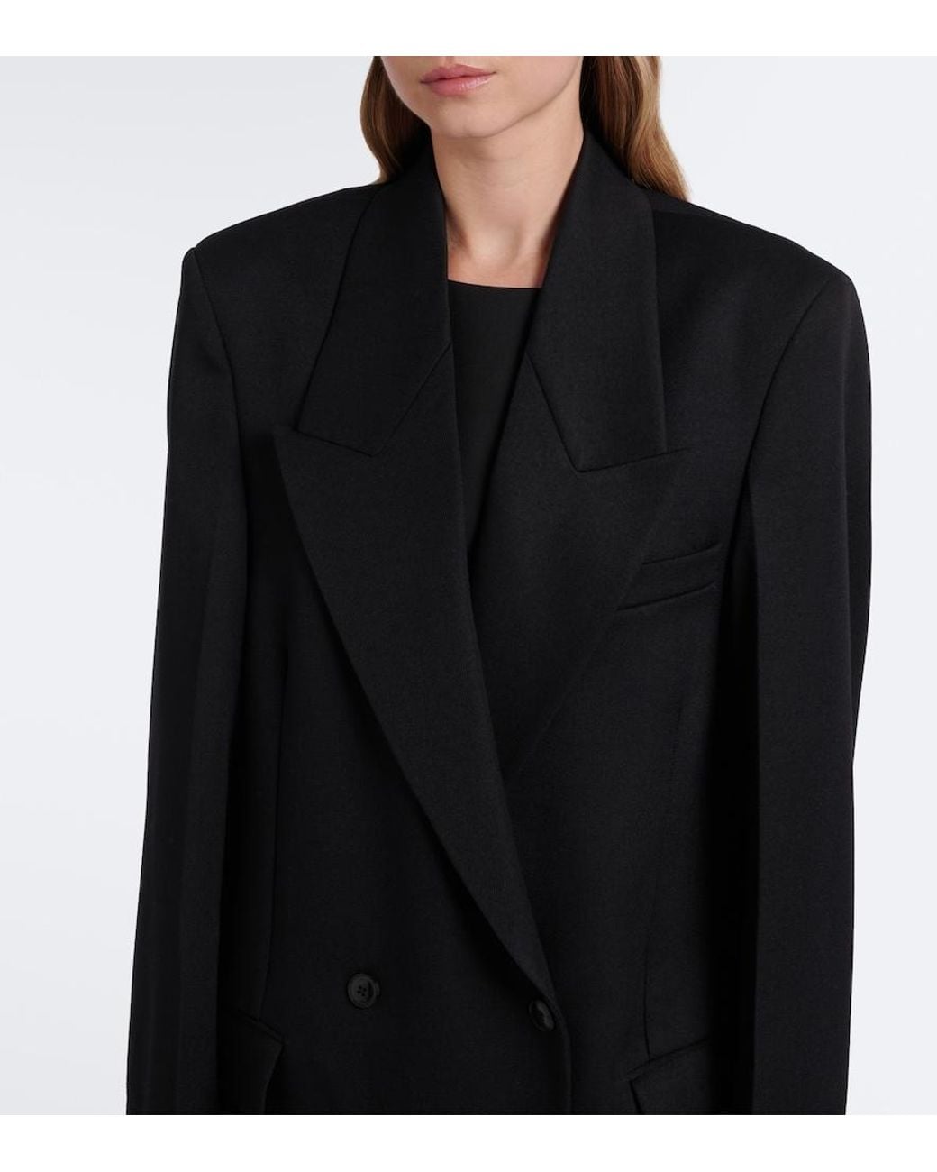 Rohe Black Double-Breasted Virgin Wool Coat