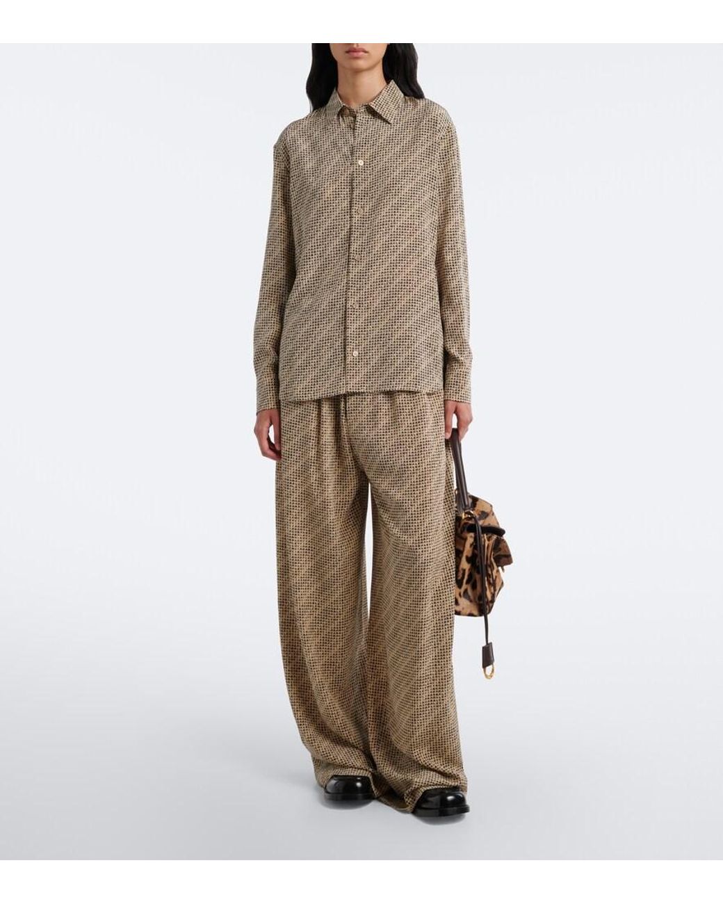 Balenciaga Brown Printed Silk Shirt