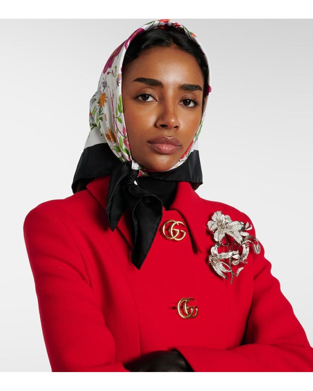 Gucci Multicolor Flora Silk Twill Scarf