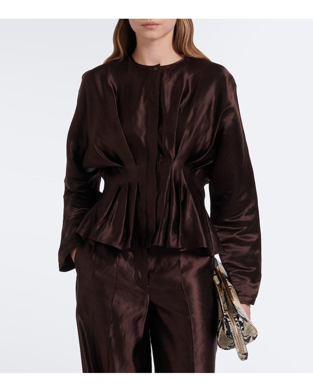 Joseph Black Erin Pleated Linen And Silk Blouse