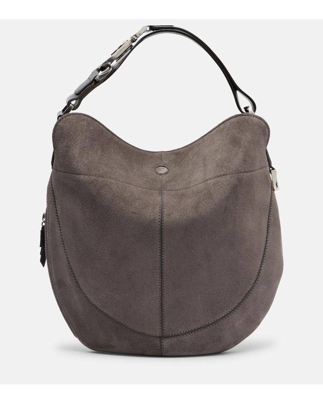 Lemaire Brown Quiver Clip Medium Suede Shoulder Bag