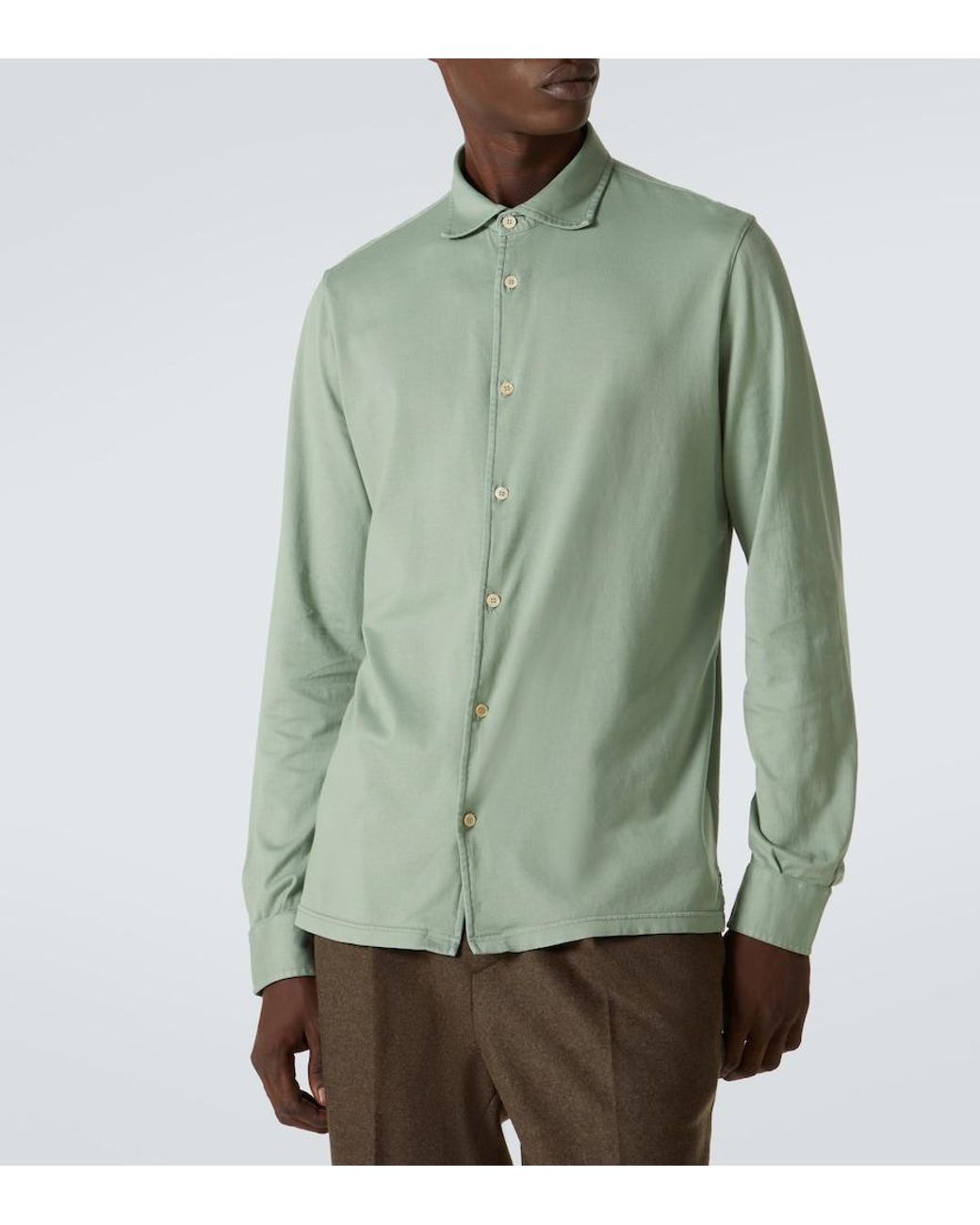 Fedeli Green Cotton Shirt for men