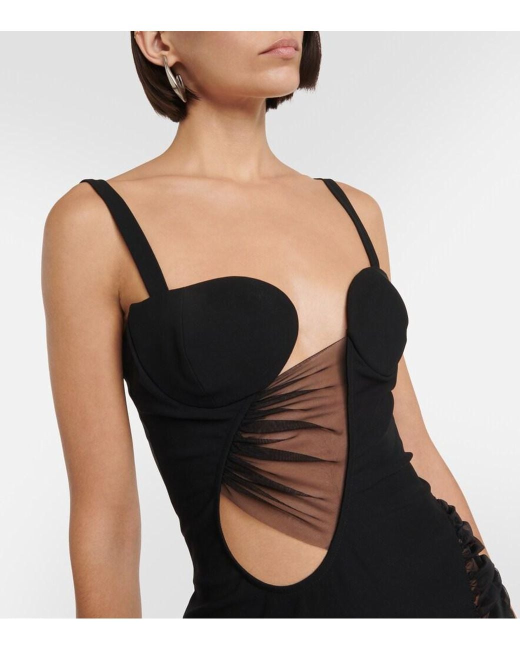 Nensi Dojaka Black Cutout Jersey Minidress