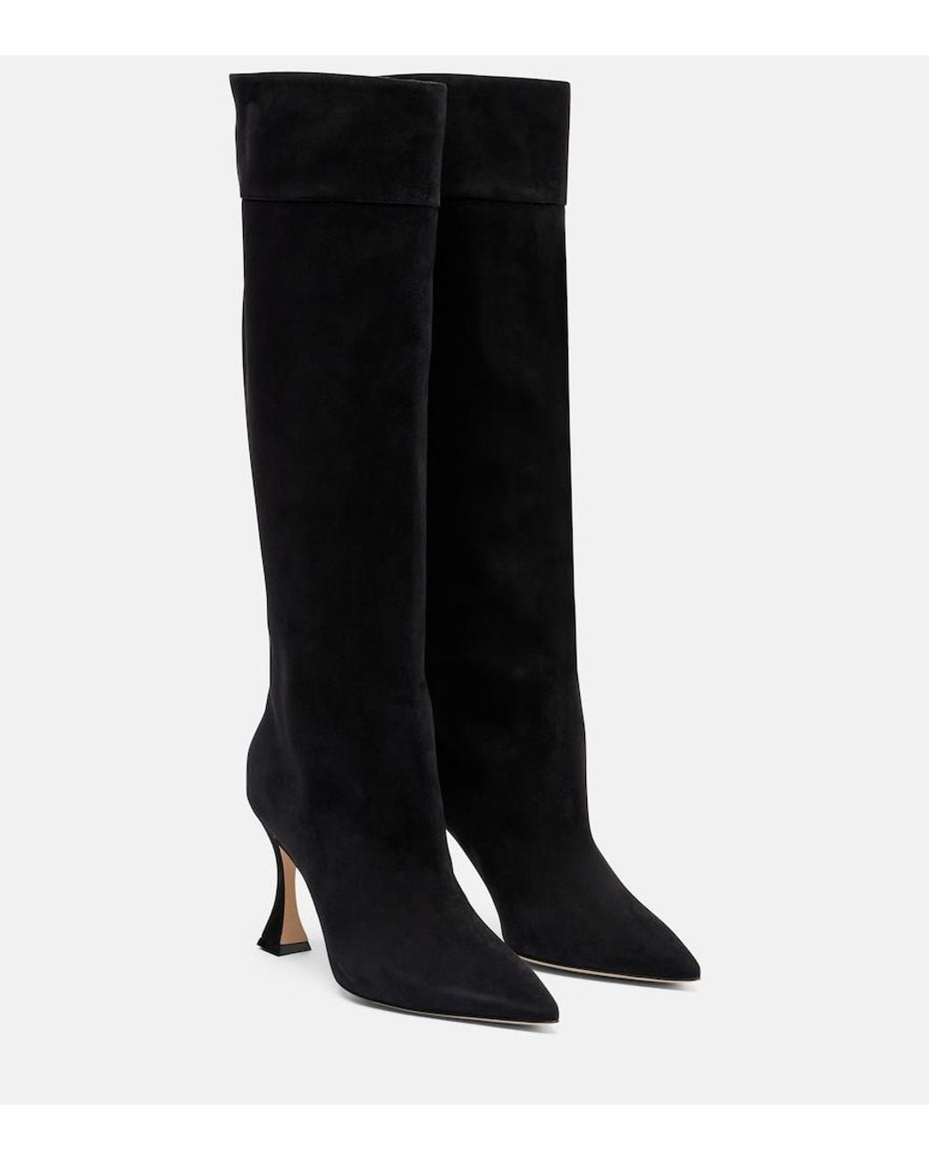 Manolo Blahnik Black Miralone 90 Suede Knee-High Boots