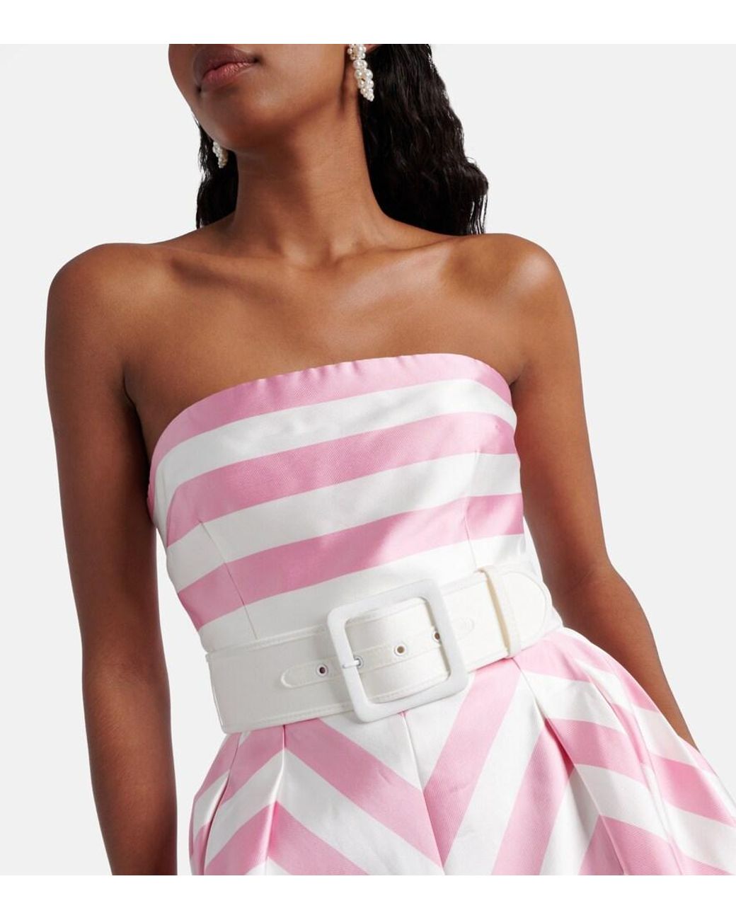Rebecca Vallance Pink Jocelyn Striped Satin Gown