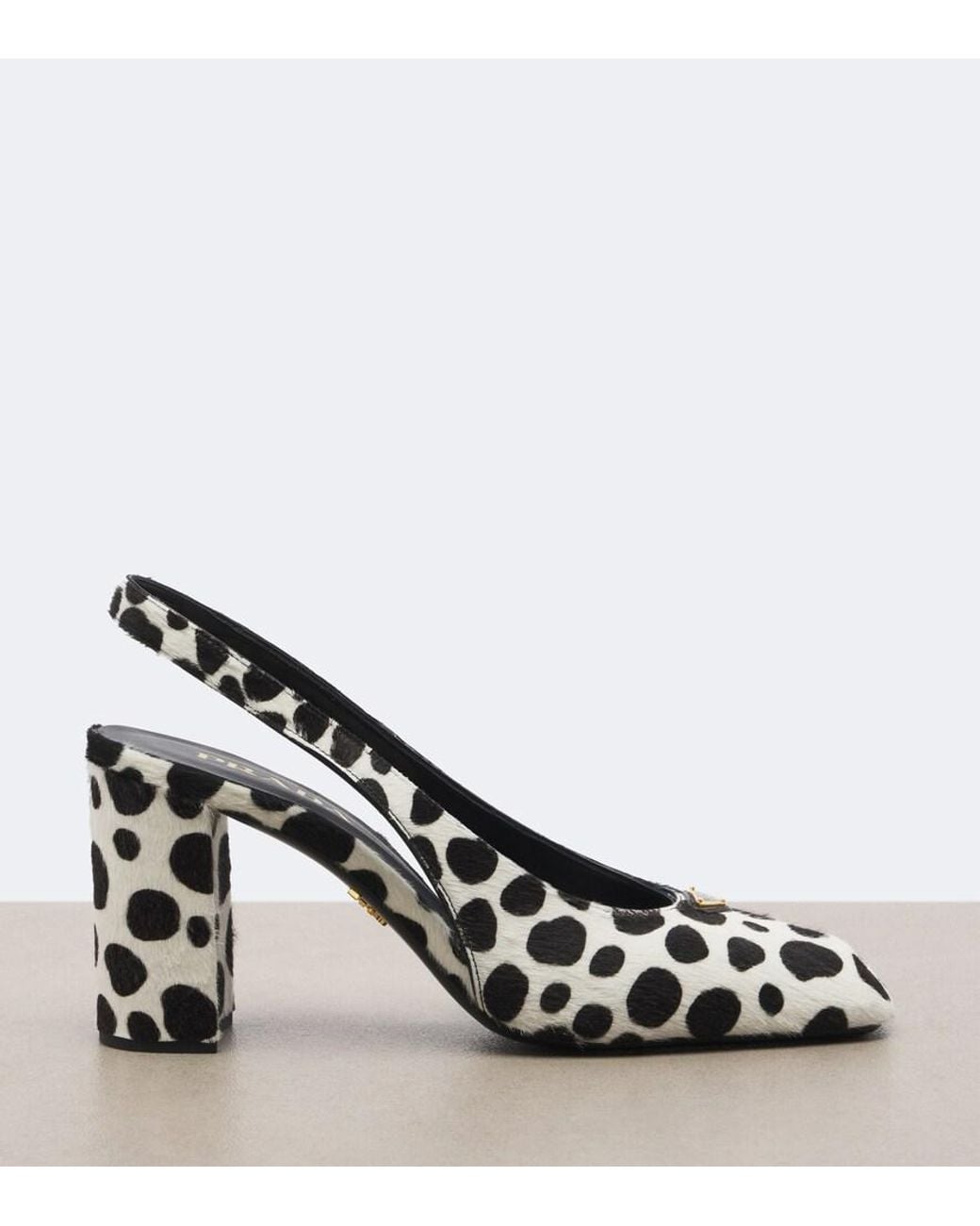 Prada White Cow-Print Calf Hair Slingback Pumps