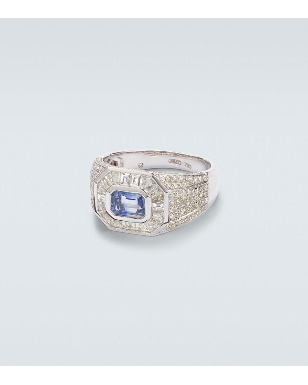 SHAY White 18Kt Ring With Sapphire And Diamonds for men