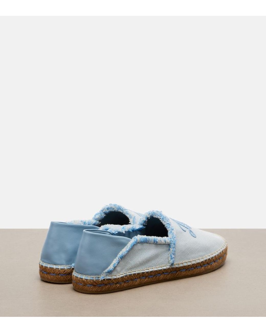 Jimmy Choo Blue Avi Embroidered Canvas Espadrilles